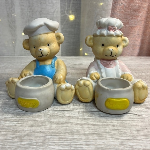 Teddy bear Couple with Honey Pot - Picture 1 of 11